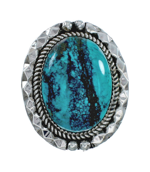 Genuine Turquoise Sterling Silver Navajo Statement Ring Size 10 X10570