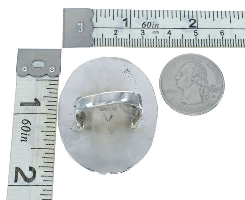 Genuine Turquoise Sterling Silver Navajo Statement Ring Size 10 X10570