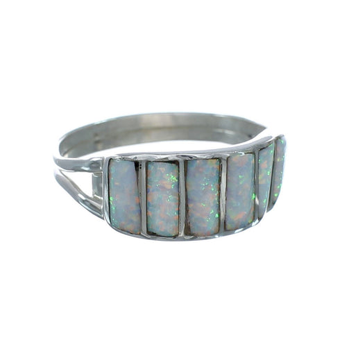 White Opal Sterling Silver Zuni Ring Size 8-3/4 X10595