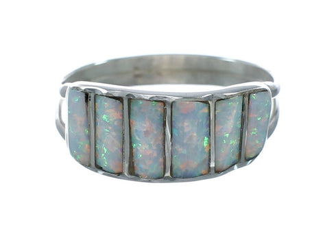 White Opal Sterling Silver Zuni Ring Size 8-3/4 X10595