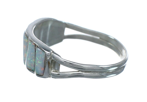 White Opal Sterling Silver Zuni Ring Size 8-3/4 X10595