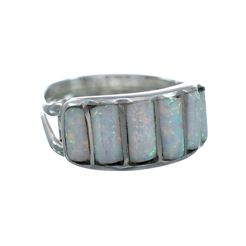 Authentic Zuni White Opal Sterling Silver Ring Size 5-1/4 X10606
