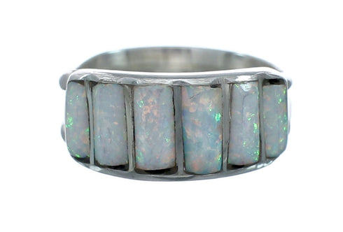 Authentic Zuni White Opal Sterling Silver Ring Size 5-1/4 X10606
