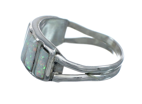 Authentic Zuni White Opal Sterling Silver Ring Size 5-1/4 X10606
