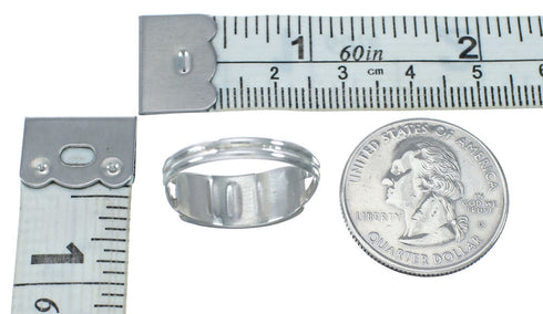 Authentic Zuni White Opal Sterling Silver Ring Size 5-1/4 X10606