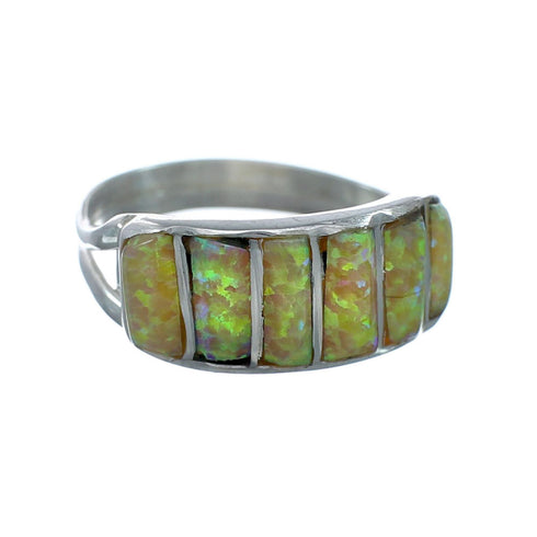 Genuine Zuni Yellow Opal Sterling Silver Ring Size 6-1/4 X10607