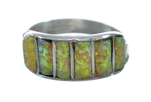 Genuine Zuni Yellow Opal Sterling Silver Ring Size 6-1/4 X10607