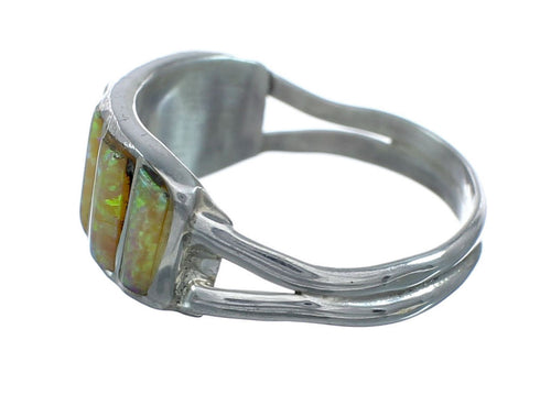 Genuine Zuni Yellow Opal Sterling Silver Ring Size 6-1/4 X10607