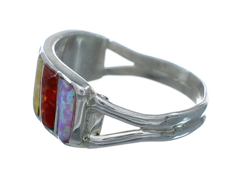 Multicolor Opal Sterling Silver Zuni Ring Size 5-3/4 X10602