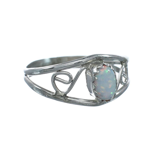 Native American White Opal Sterling Silver Ring Size 6-1/2 X10609