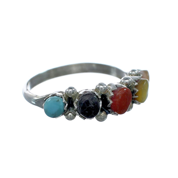 Genuine Sterling Silver Zuni Multicolor Ring Size 4-3/4 X10618