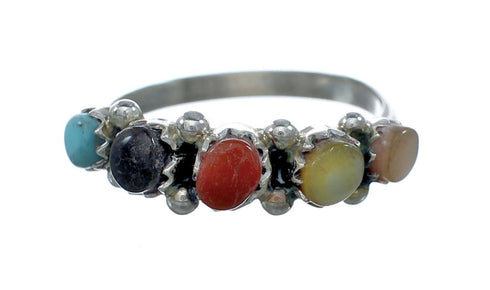 Genuine Sterling Silver Zuni Multicolor Ring Size 4-3/4 X10618