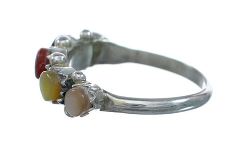 Genuine Sterling Silver Zuni Multicolor Ring Size 4-3/4 X10618