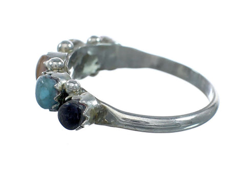 Native American Sterling Silver Zuni Multicolor Ring Size 6-1/4 X10620