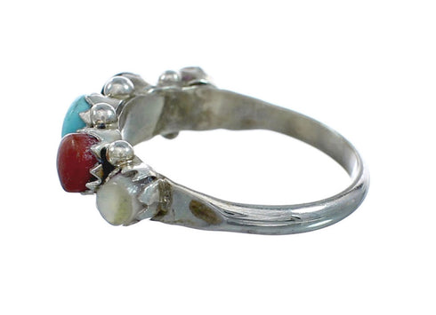 Native American Sterling Silver Zuni Multicolor Ring Size 5 X10621