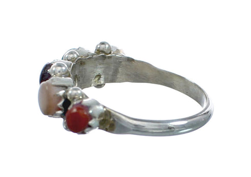 Native American Sterling Silver Zuni Multicolor Ring Size 4-3/4 X10622