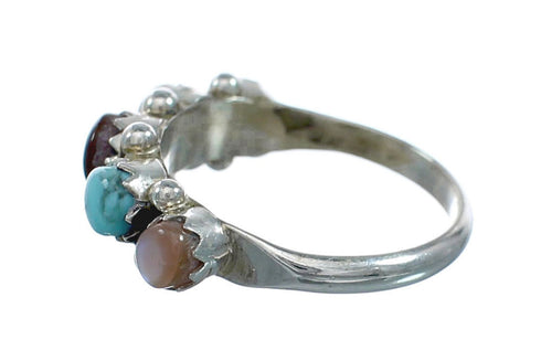 Native American Zuni Sterling Silver Multicolor Ring Size 4-3/4 X10625