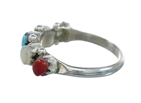 Native American Zuni Sterling Silver Multicolor Ring Size 5-1/4 X10626