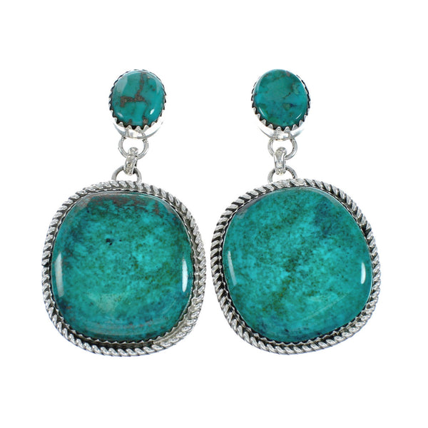 Navajo Turquoise Sterling Silver Post Dangle Earrings X10527