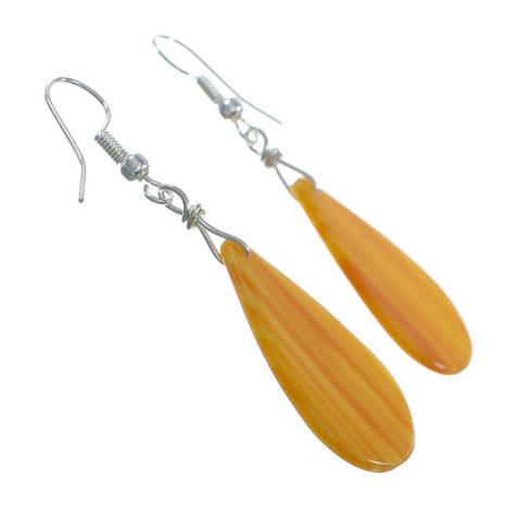 Southwestern Sterling Silver And Oyster Shell Hook Dangle Earrings X10523