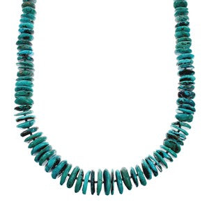 Native American Sterling Silver Turquoise Bead Necklace X10519