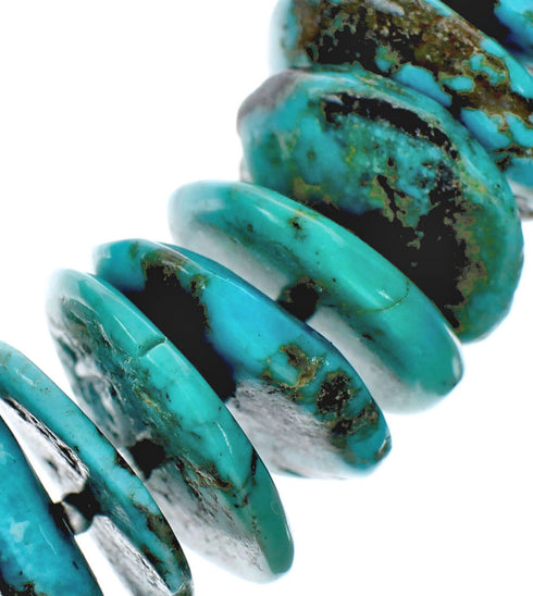 Native American Sterling Silver Turquoise Bead Necklace X10519