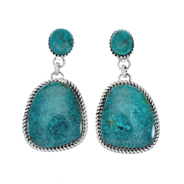 Turquoise Navajo Sterling Silver Post Dangle Earrings X10481