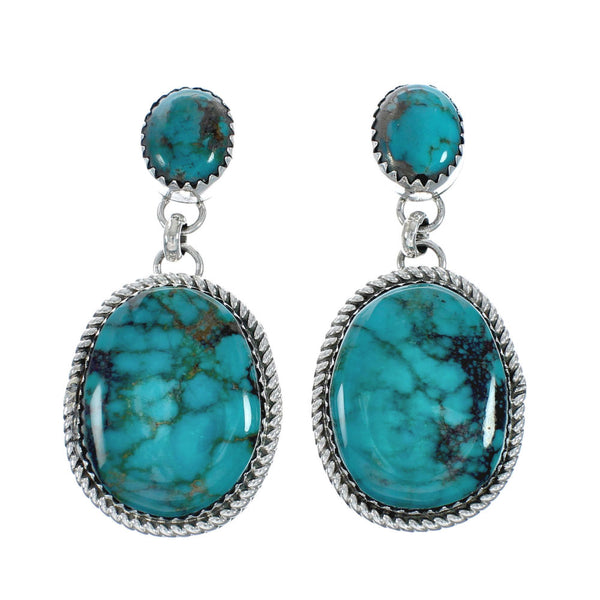 Sterling Silver Turquoise Navajo Post Dangle Earrings X10485