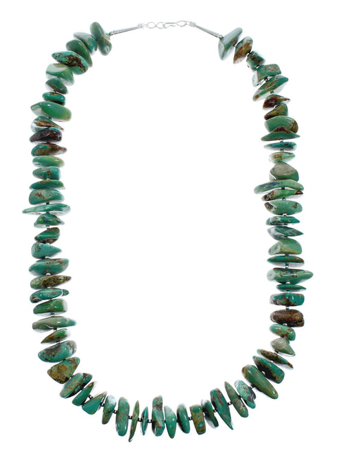 Navajo Sterling Silver And Kingman Turquoise Chunky Bead Necklace X10487
