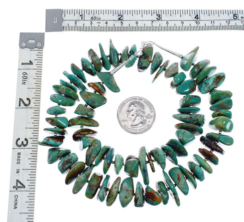 Navajo Sterling Silver And Kingman Turquoise Chunky Bead Necklace X10487