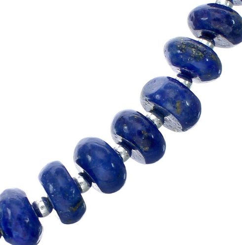 Navajo Authentic Sterling Silver Bead Lapis Necklace X10489