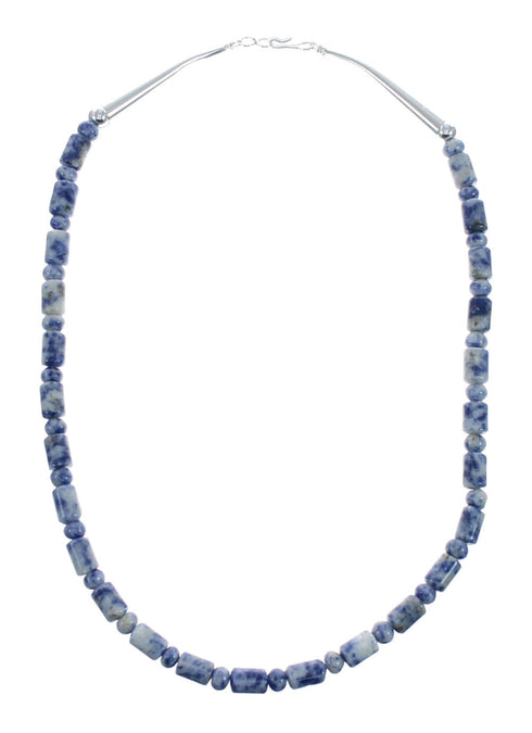 Genuine Sterling Silver Southwest Dumortierite Bead Necklace X10541