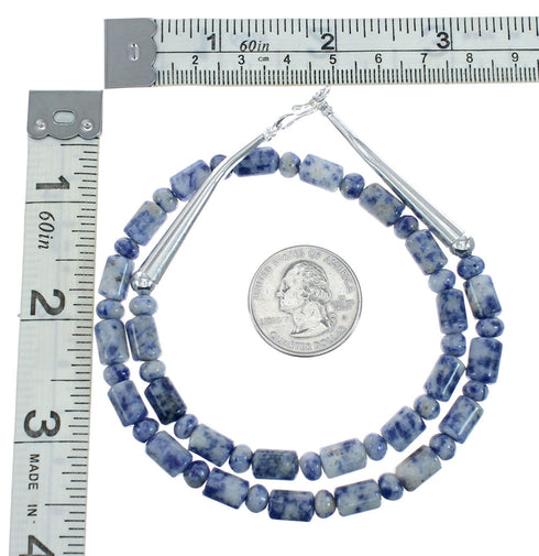 Genuine Sterling Silver Southwest Dumortierite Bead Necklace X10541