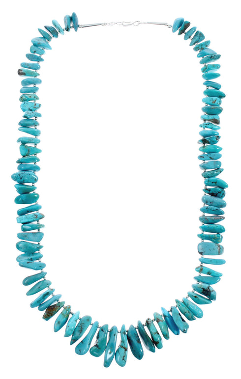 Turquoise Authentic Southwestern Sterling Silver Bead Necklace X10542