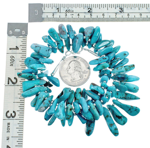 Turquoise Authentic Southwestern Sterling Silver Bead Necklace X10542