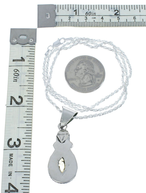 Navajo Sterling Silver Italian Rope Chain And Citrine Pendant Set X10548