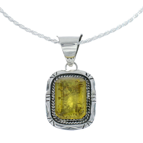 Navajo Sterling Silver Italian Rope Chain And Citrine Pendant Set X10550