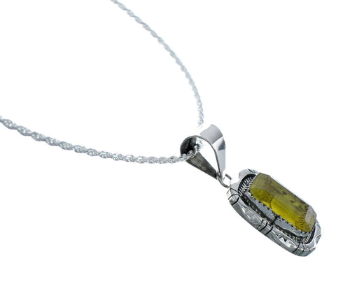 Navajo Sterling Silver Italian Rope Chain And Citrine Pendant Set X10550