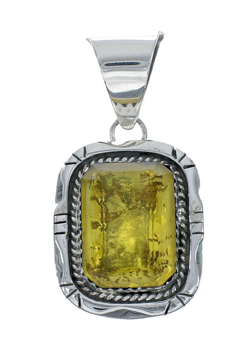 Navajo Sterling Silver Italian Rope Chain And Citrine Pendant Set X10550