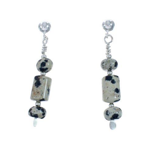 Navajo Dalmatian Sterling Silver Bead Earrings X10561