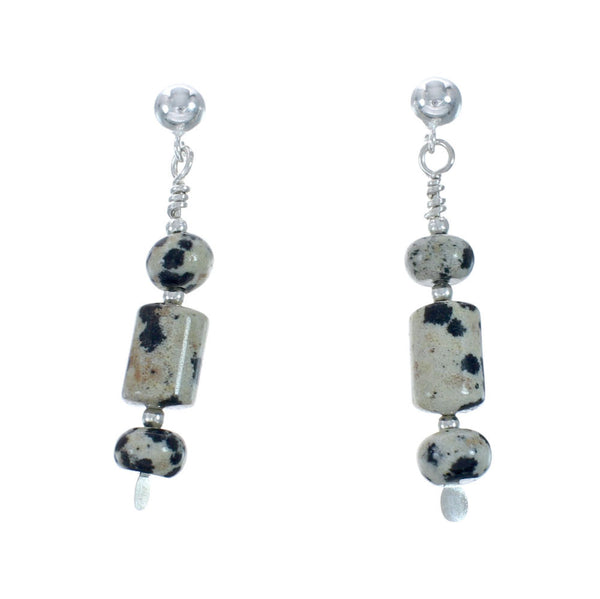 Navajo Dalmatian Sterling Silver Bead Earrings X10561