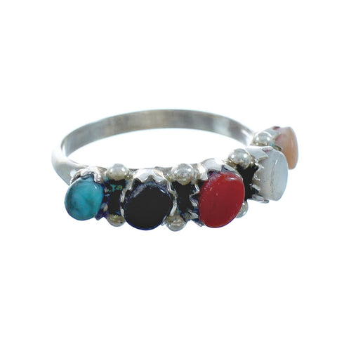 Genuine Sterling Silver Zuni Multicolor Ring Size 5-1/4 X10616