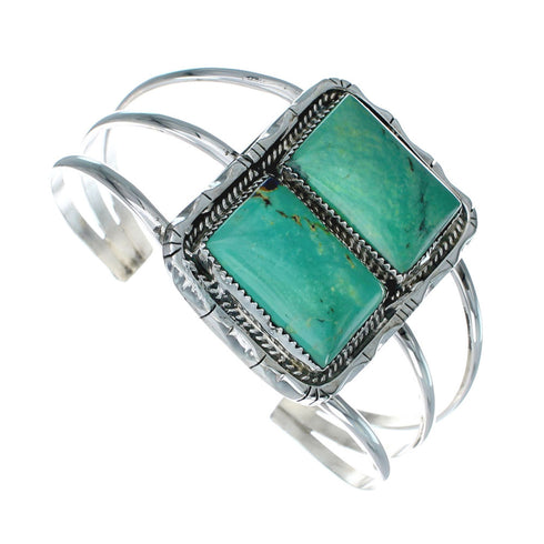 Authentic Kingman Turquoise Sterling Silver Navajo Cuff Bracelet X10638