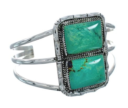 Authentic Kingman Turquoise Sterling Silver Navajo Cuff Bracelet X10638