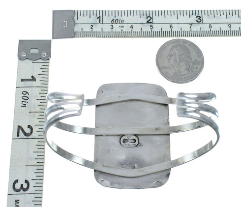 Authentic Kingman Turquoise Sterling Silver Navajo Cuff Bracelet X10638