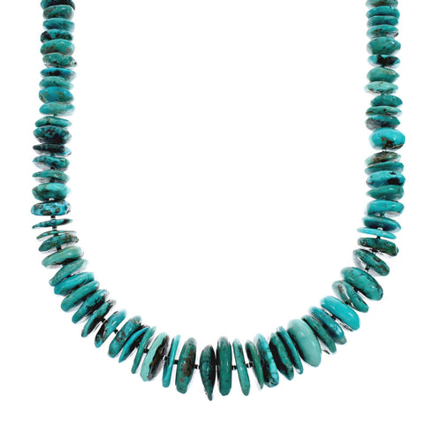 Authentic Navajo Turquoise Sterling Silver Bead Necklace X10632