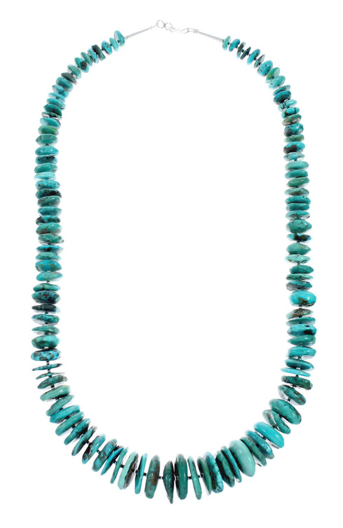 Authentic Navajo Turquoise Sterling Silver Bead Necklace X10632