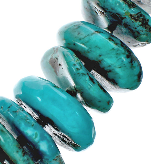 Authentic Navajo Turquoise Sterling Silver Bead Necklace X10632