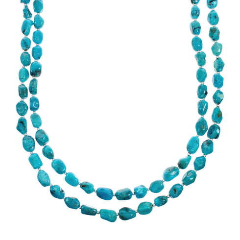 2-Strand Sterling Silver Turquoise Bead Necklace X10633