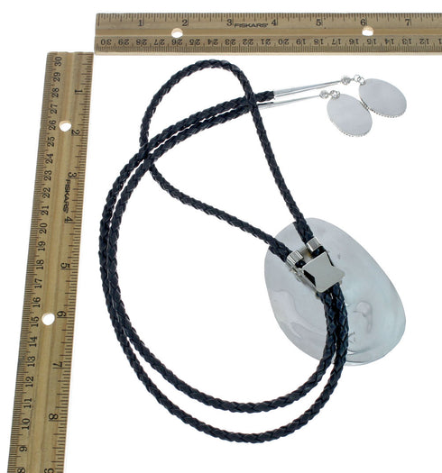 Navajo Genuine Sterling Silver And Pink Quartz Bolo Tie X10634